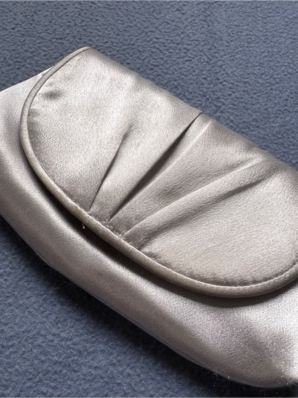 Elegant Silver Satin Clutch Bag